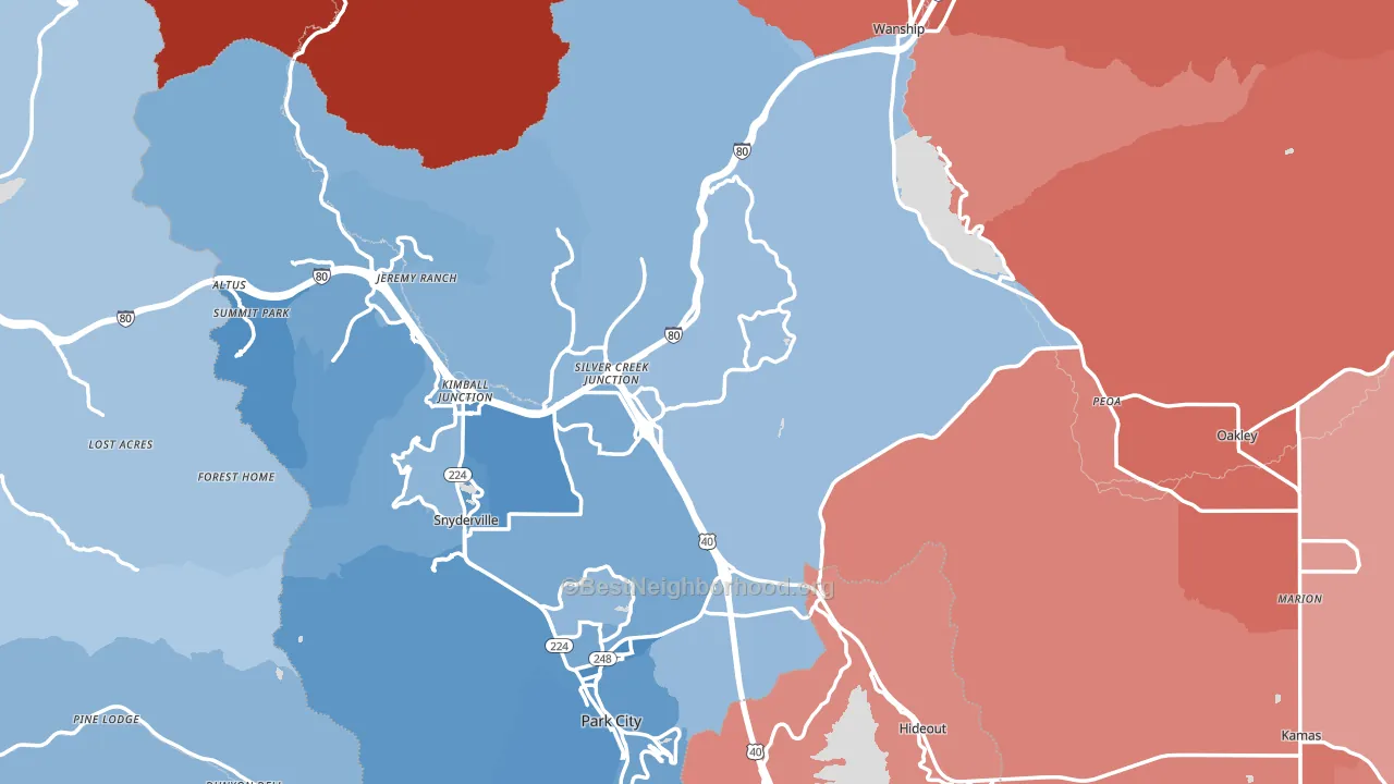 Summit County, UT block-group political-lean map