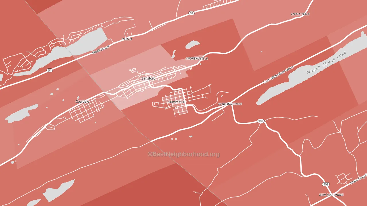 Summit Hill, PA block-group political-lean map