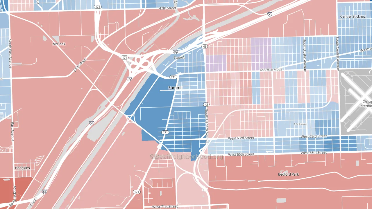 Summit, IL block-group political-lean map
