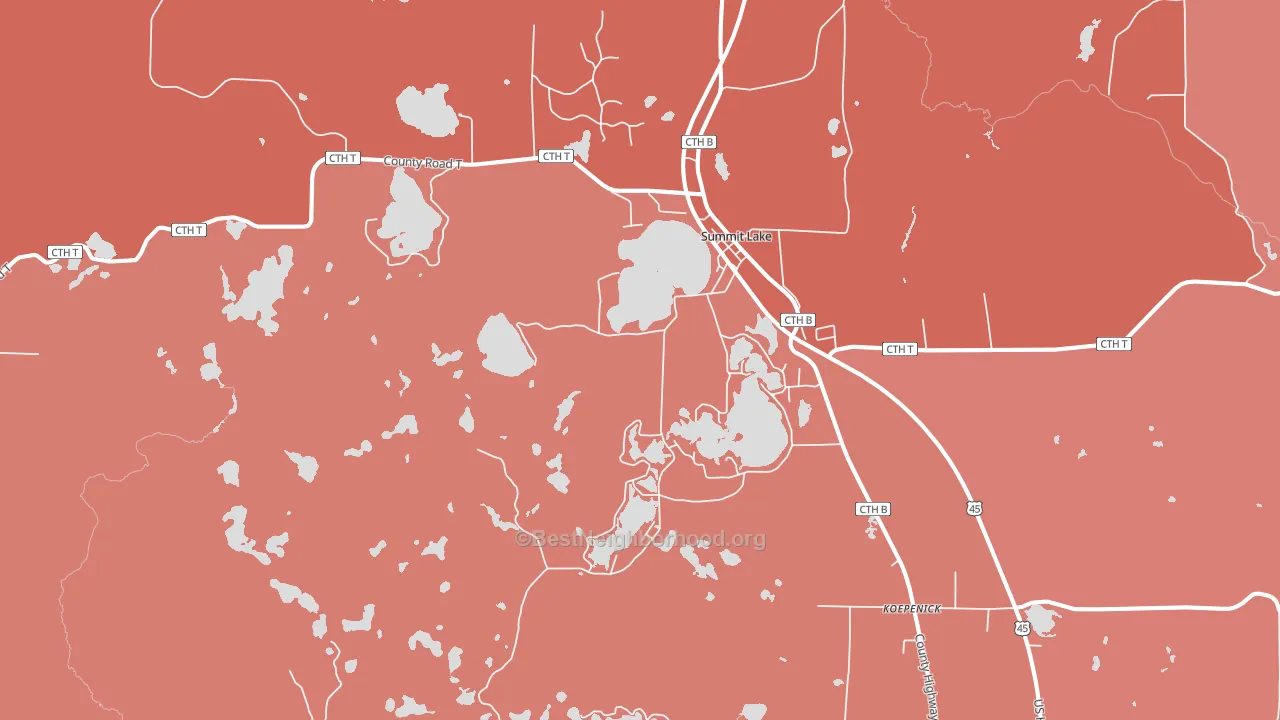 Summit Lake, WI block-group political-lean map