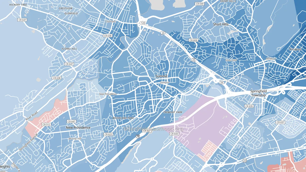 Summit, NJ block-group political-lean map