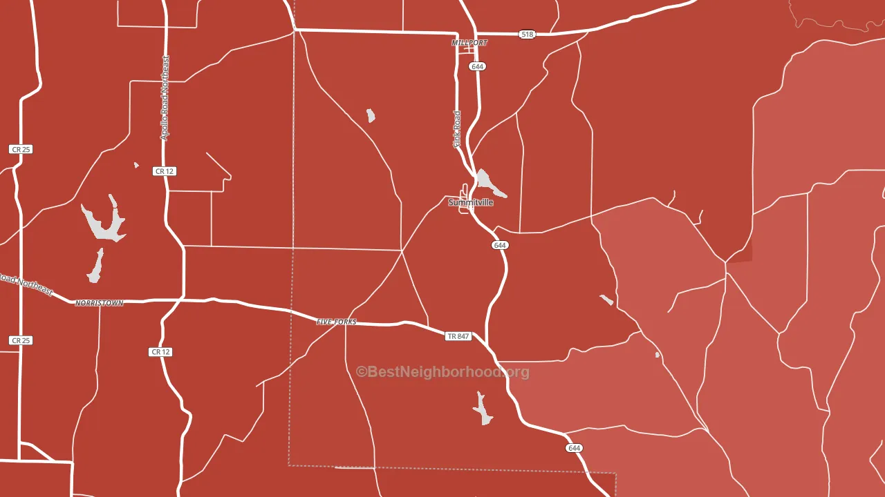 Summitville, OH block-group political-lean map