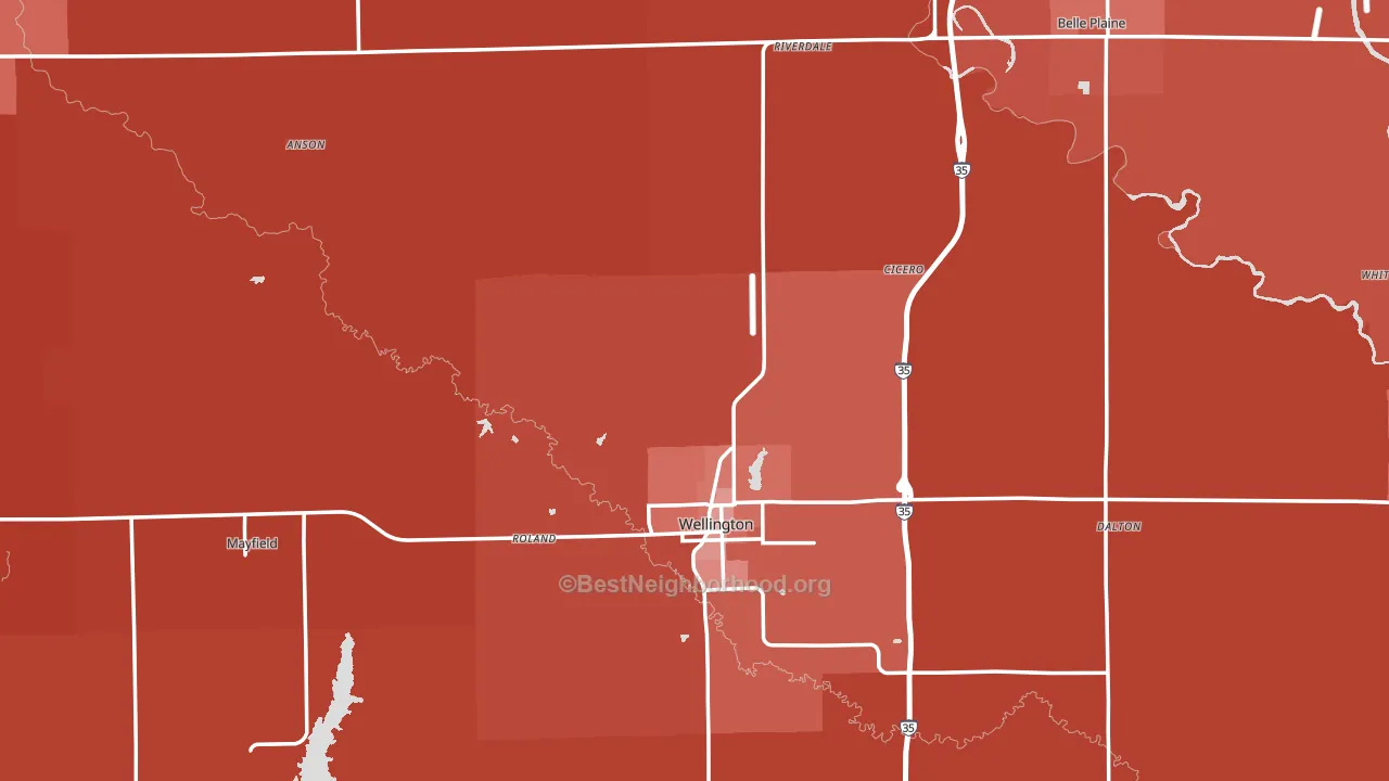 Sumner County, KS block-group political-lean map