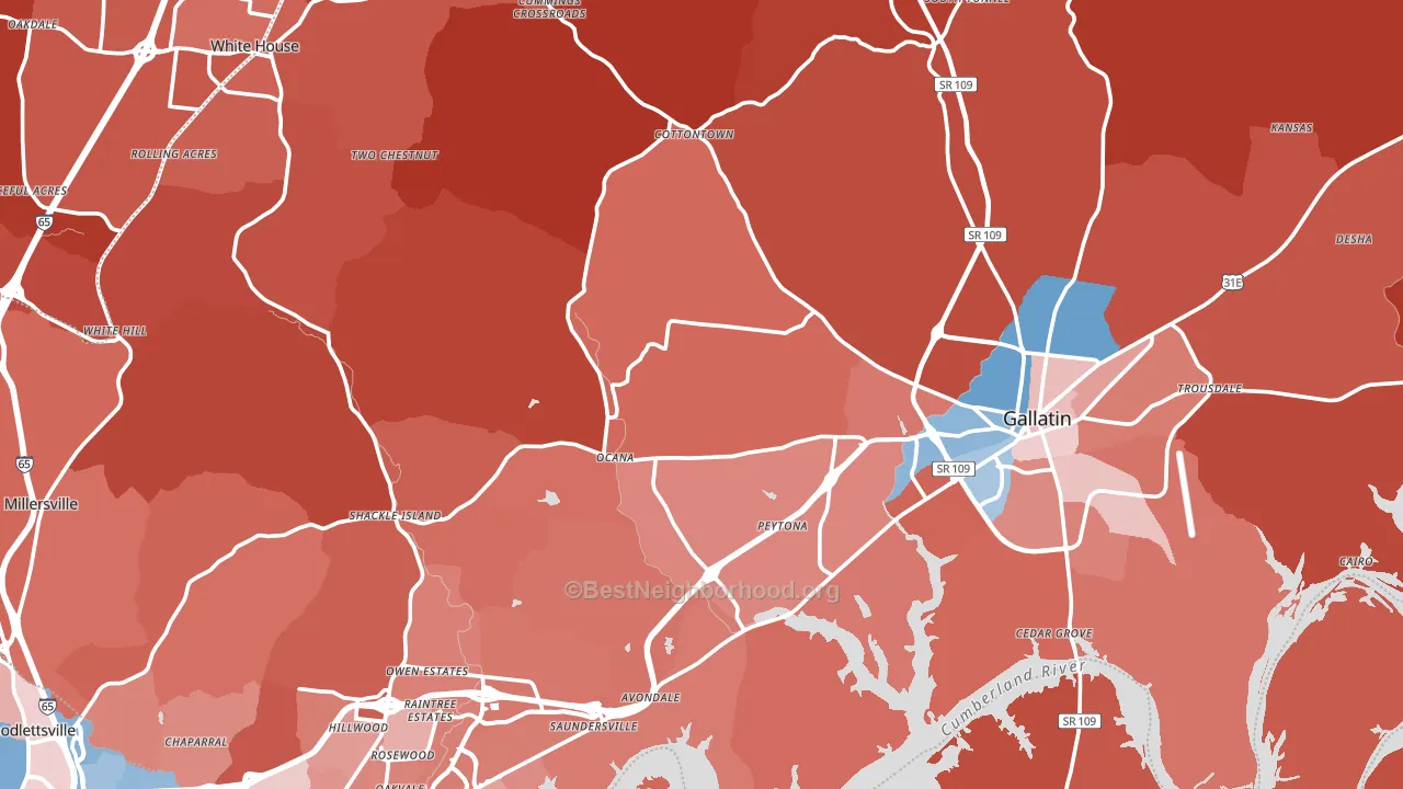 Sumner County, TN block-group political-lean map