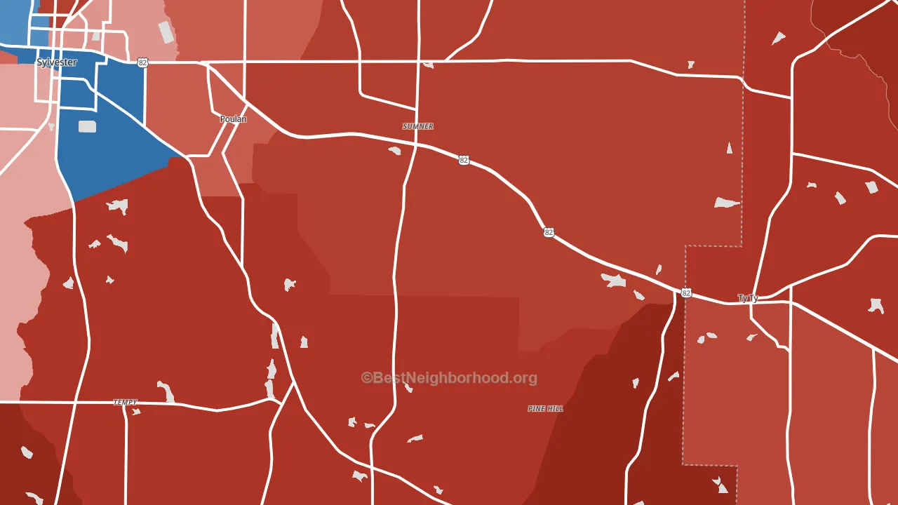 Sumner, GA block-group political-lean map