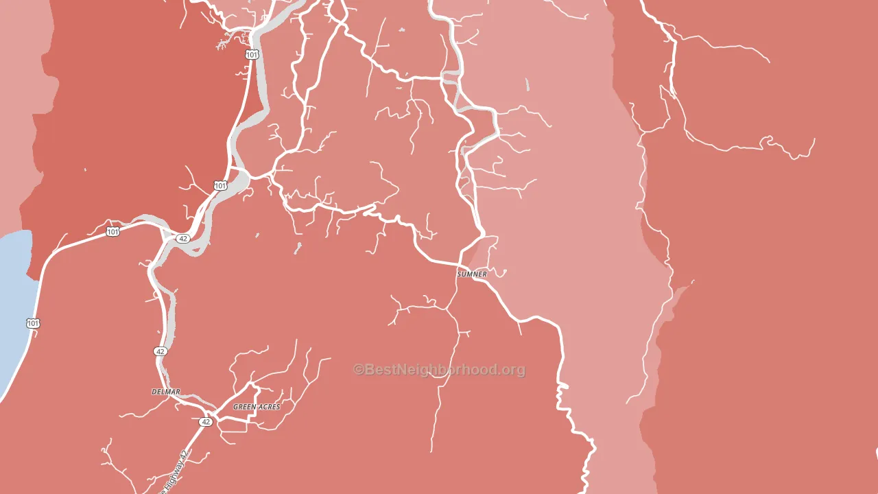 Sumner, OR block-group political-lean map