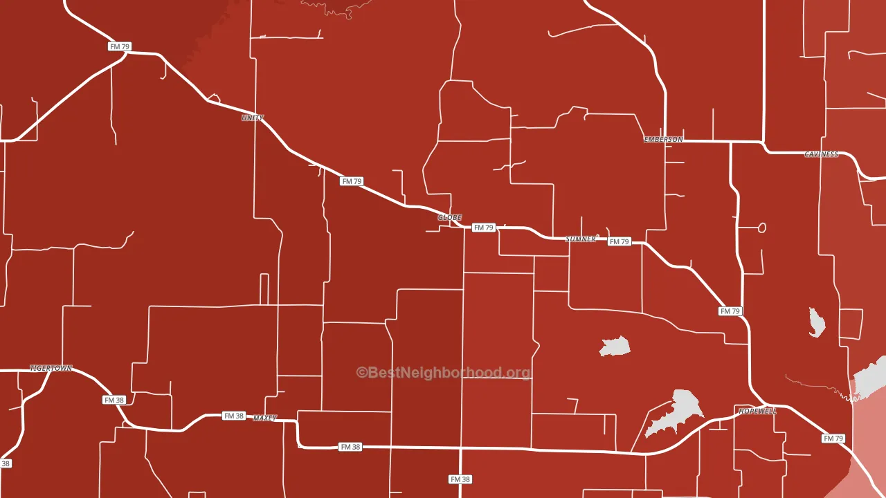 Sumner, TX block-group political-lean map