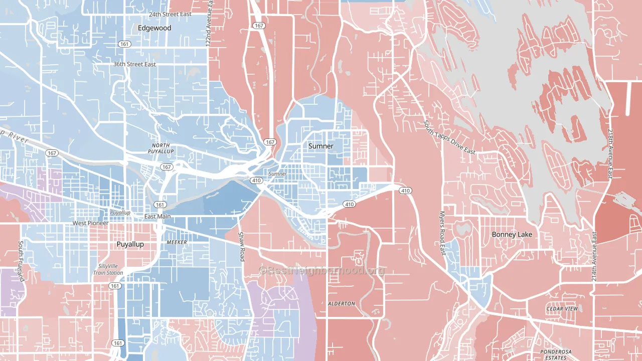 Sumner, WA block-group political-lean map