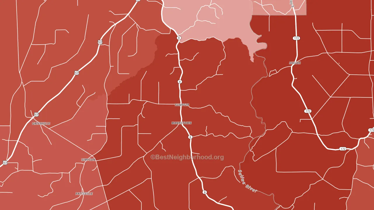 Sumpter, AR block-group political-lean map