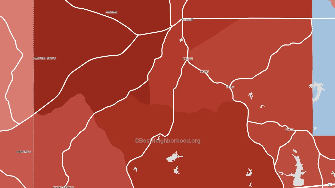 Sumrall, MS block-group political-lean map
