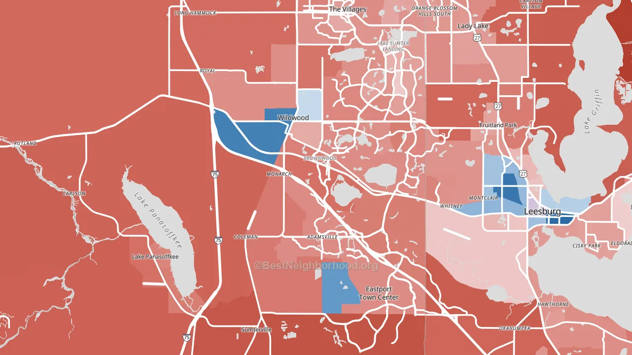 Sumter County, FL block-group political-lean map