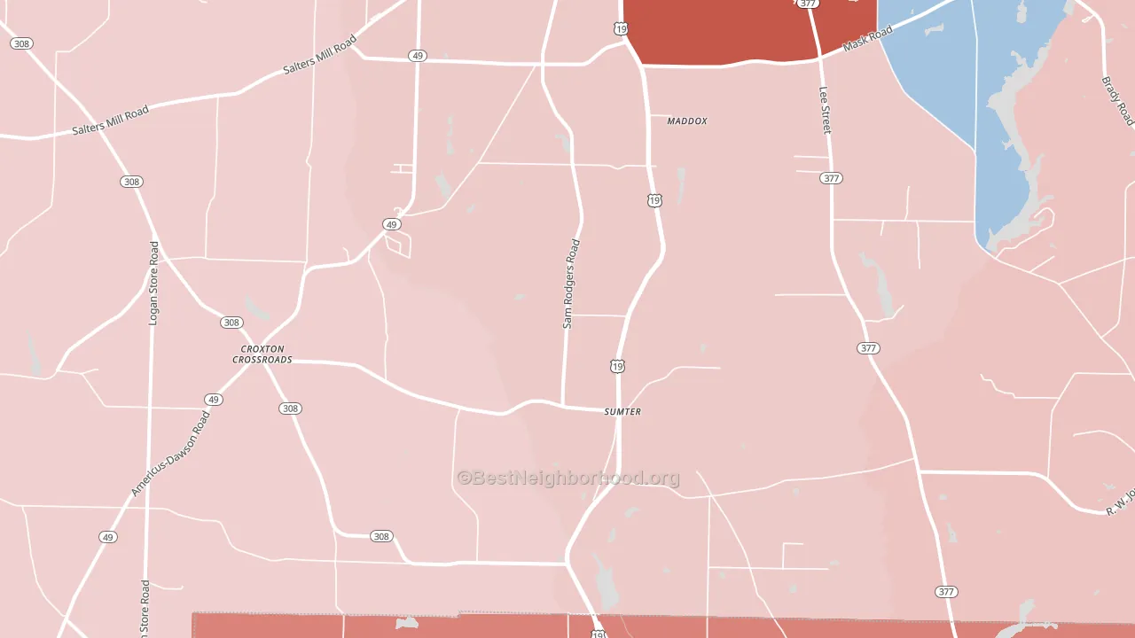 Sumter, GA block-group political-lean map