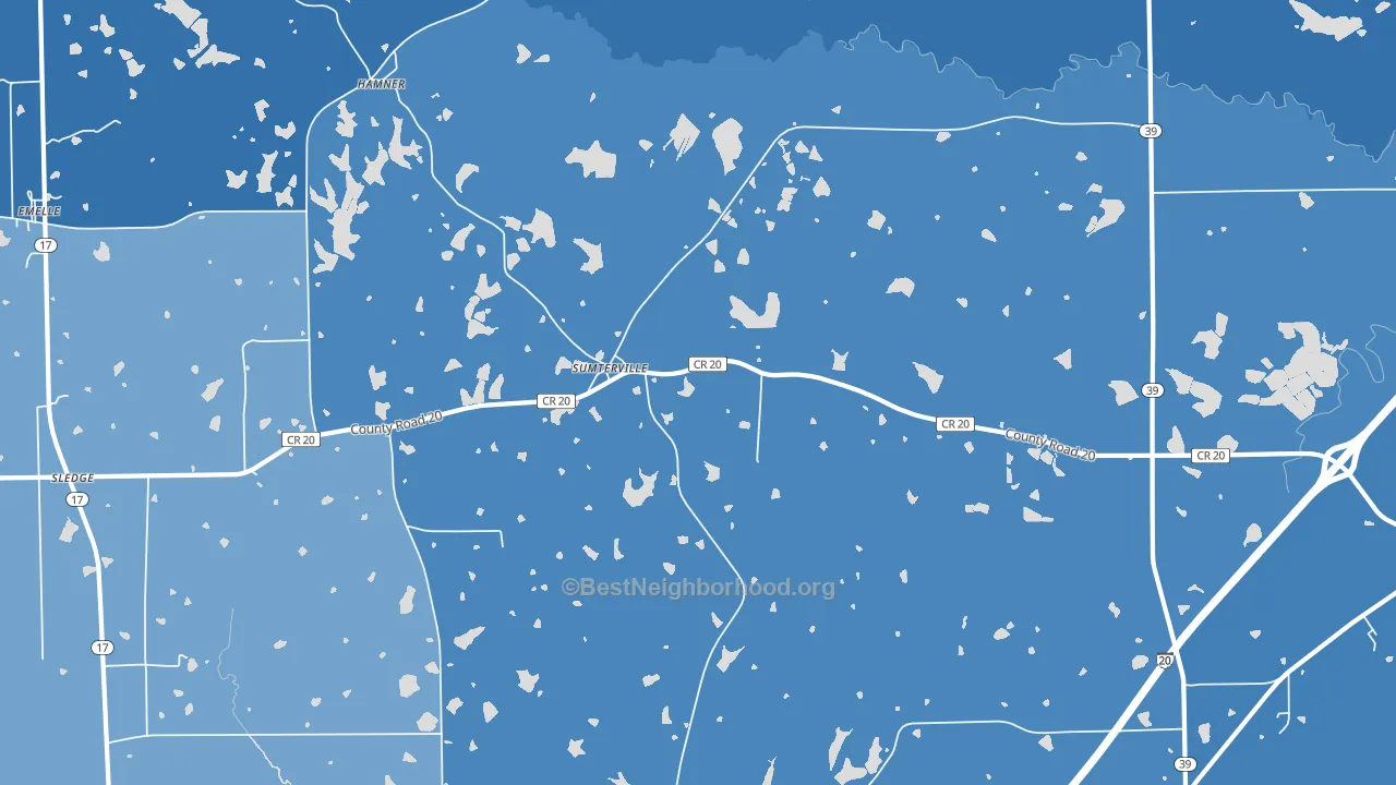 Sumterville, AL block-group political-lean map