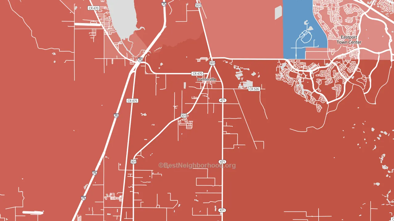 Sumterville, FL block-group political-lean map