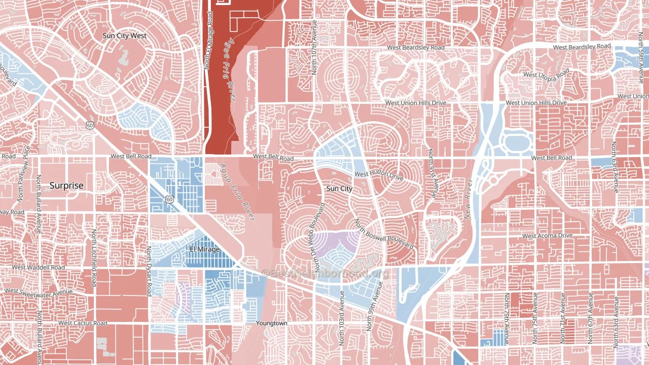 Sun City, AZ block-group political-lean map