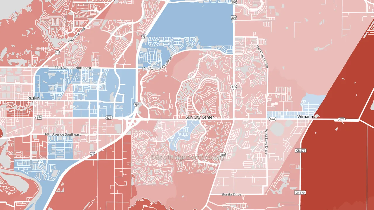 Sun City Center, FL block-group political-lean map