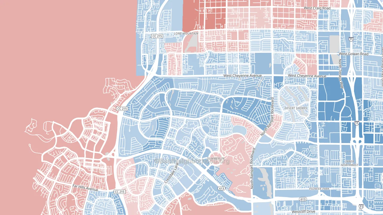 Sun City Summerlin, Las Vegas, NV block-group political-lean map