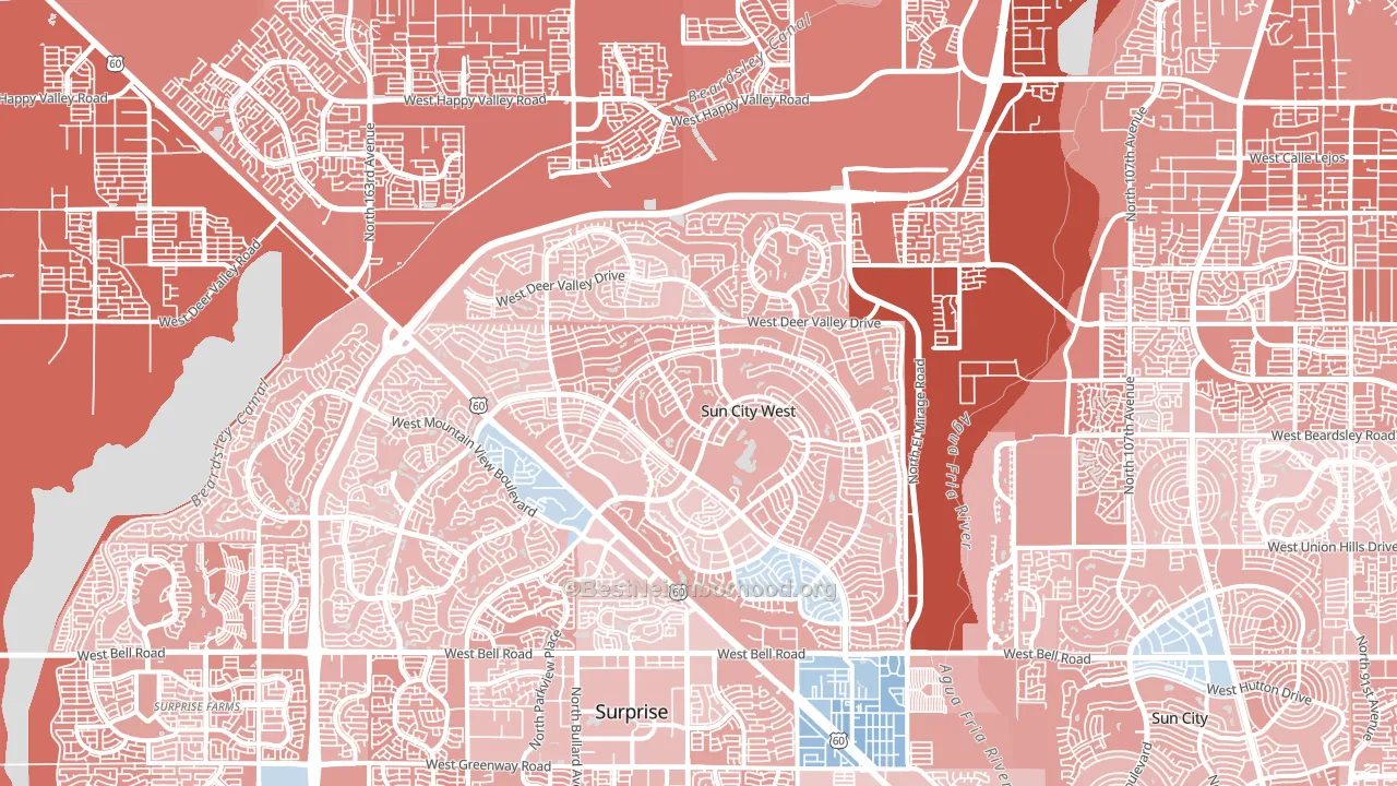 Sun City West, AZ block-group political-lean map