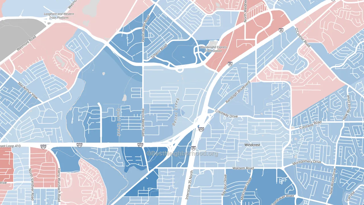 Sun Gate, San Antonio, TX block-group political-lean map