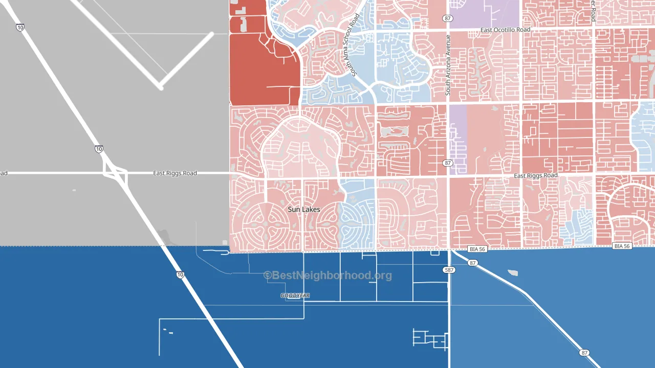 Sun Lakes, AZ block-group political-lean map