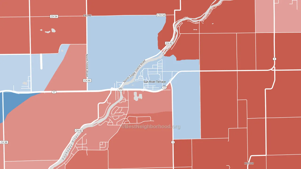Sun River Terrace, IL block-group political-lean map
