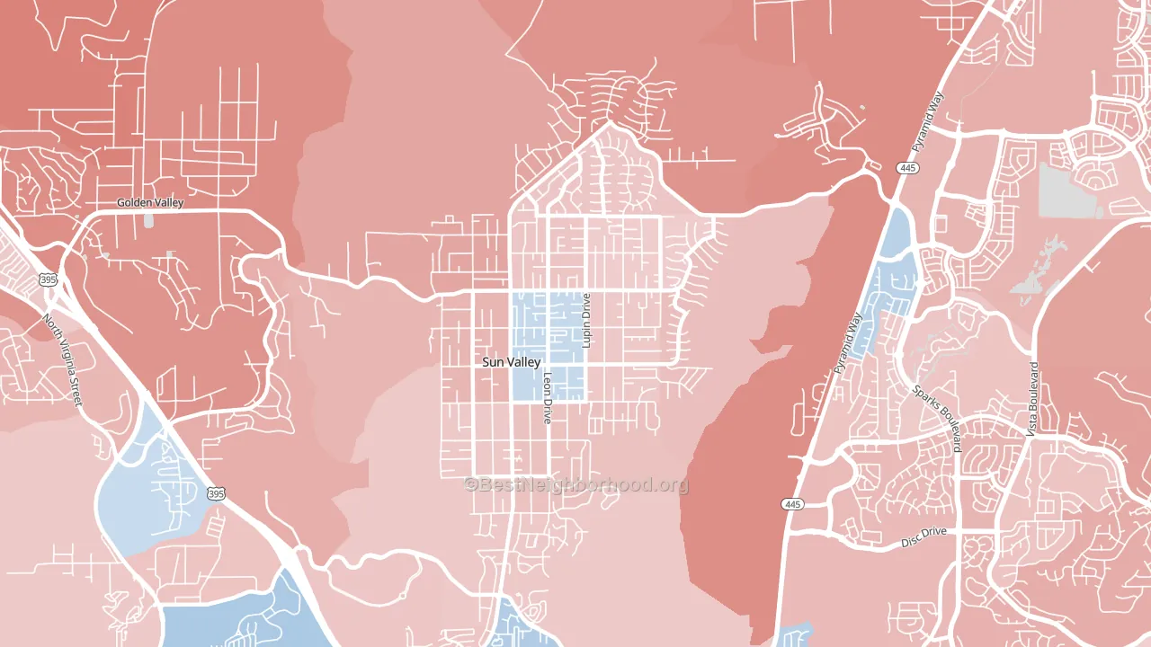 Sun Valley, NV block-group political-lean map