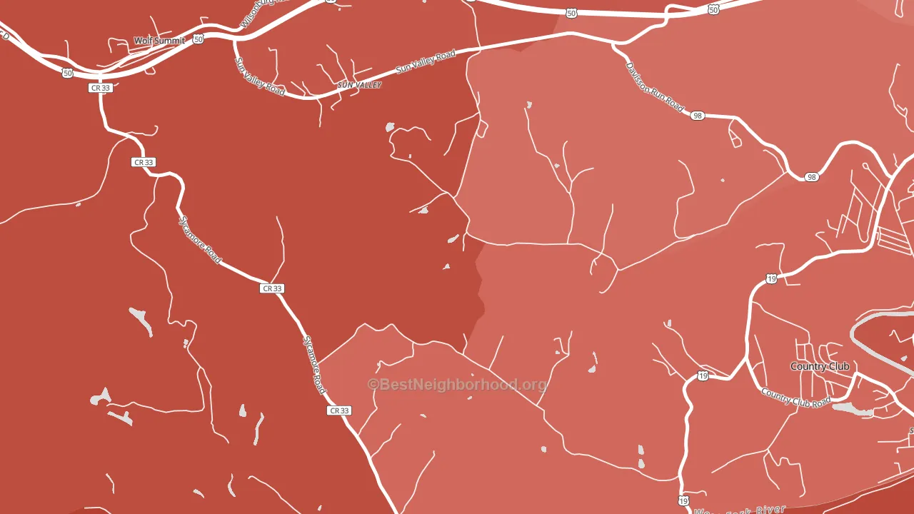 Sun Valley, WV block-group political-lean map