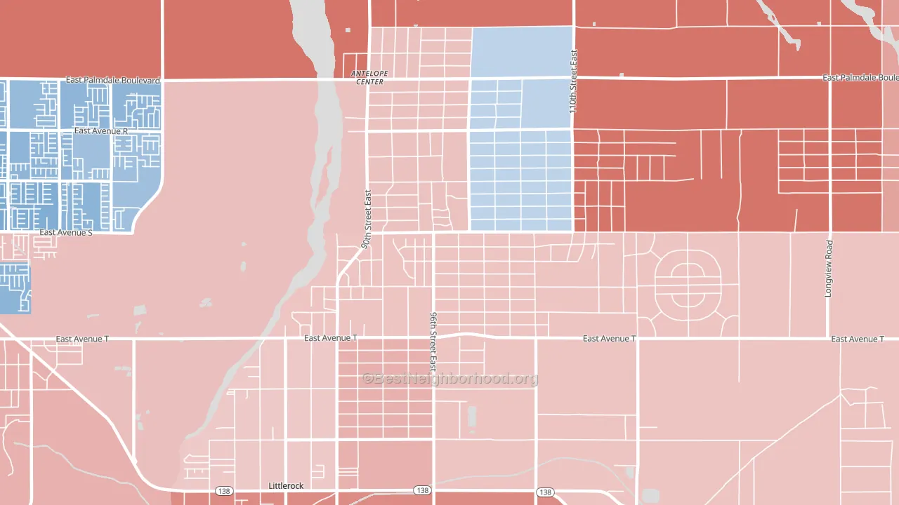 Sun Village, CA block-group political-lean map