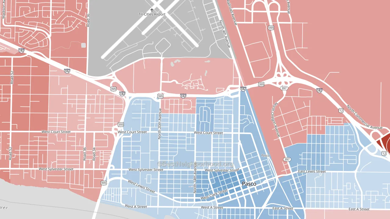 Sun Willows, Pasco, WA block-group political-lean map