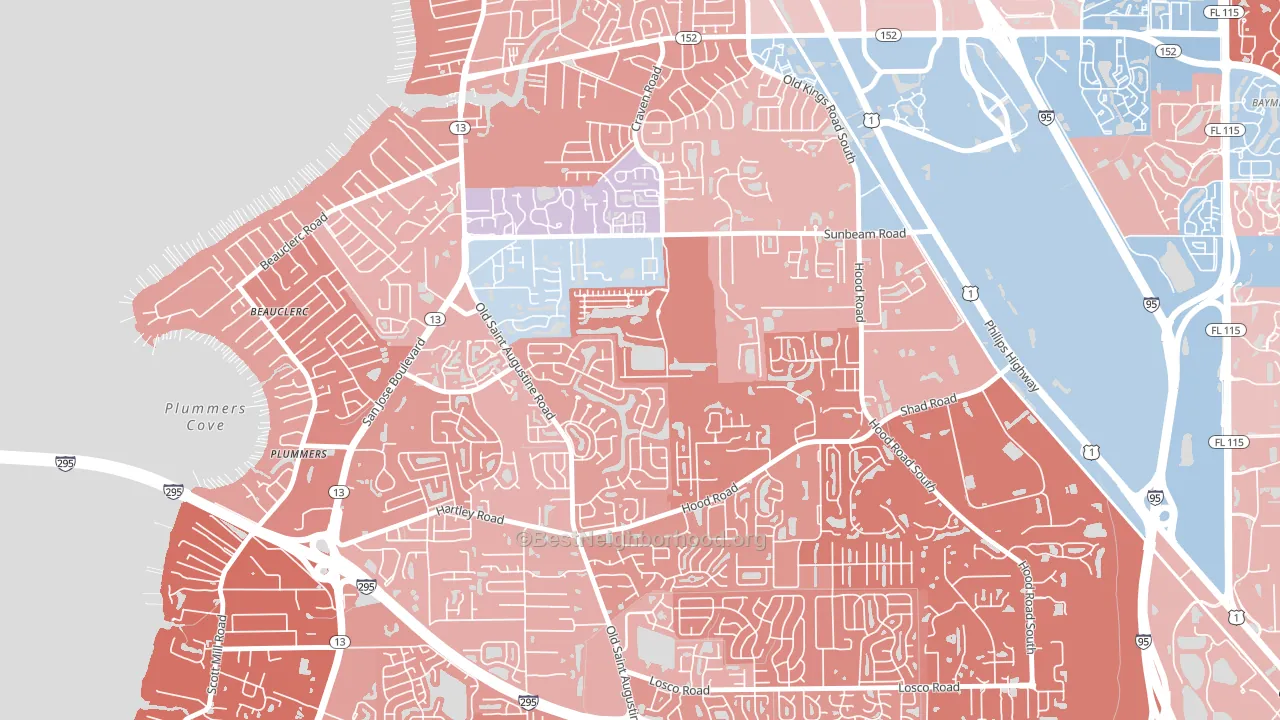 Sunbeam, Jacksonville, FL block-group political-lean map