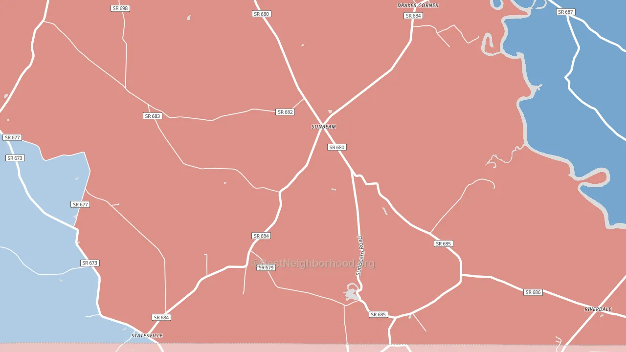 Sunbeam, VA block-group political-lean map