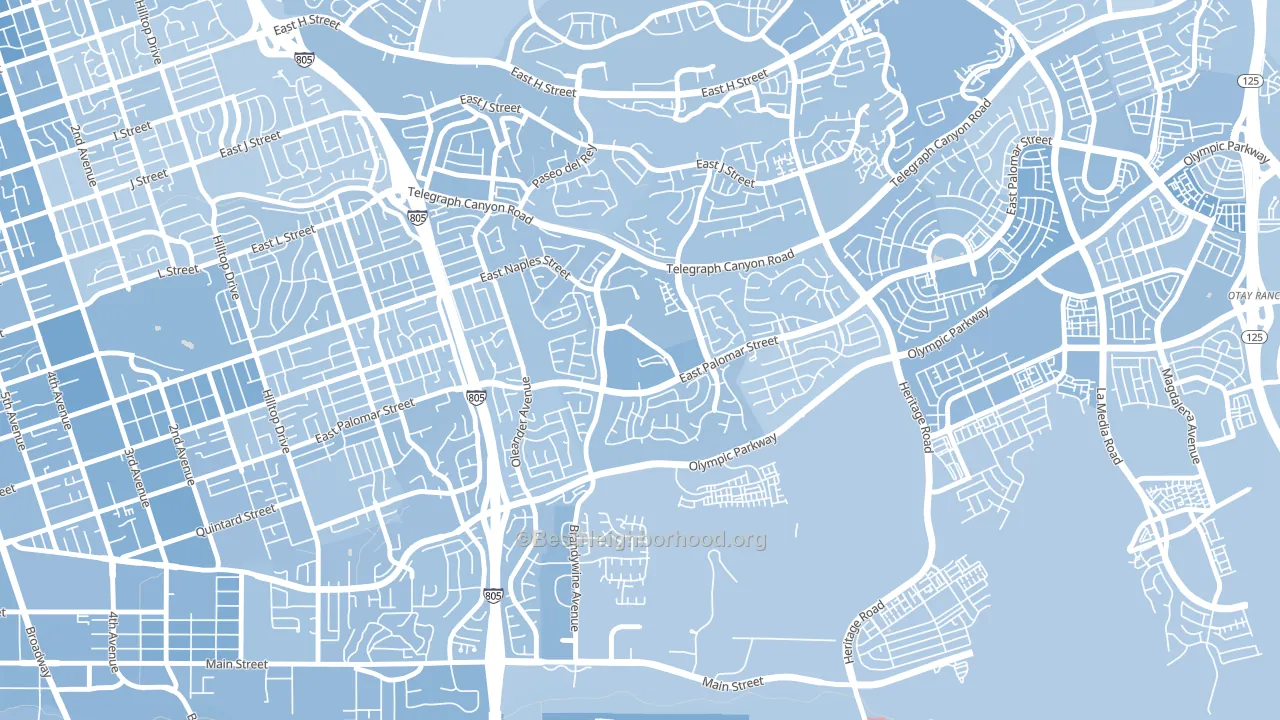 Sunbow, Chula Vista, CA block-group political-lean map