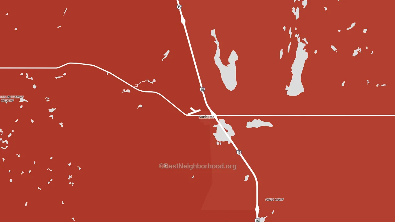 Sunburst, MT block-group political-lean map
