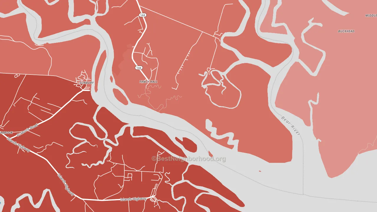 Sunbury, GA block-group political-lean map