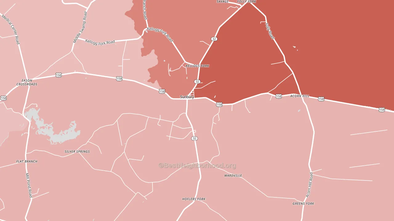 Sunbury, NC block-group political-lean map