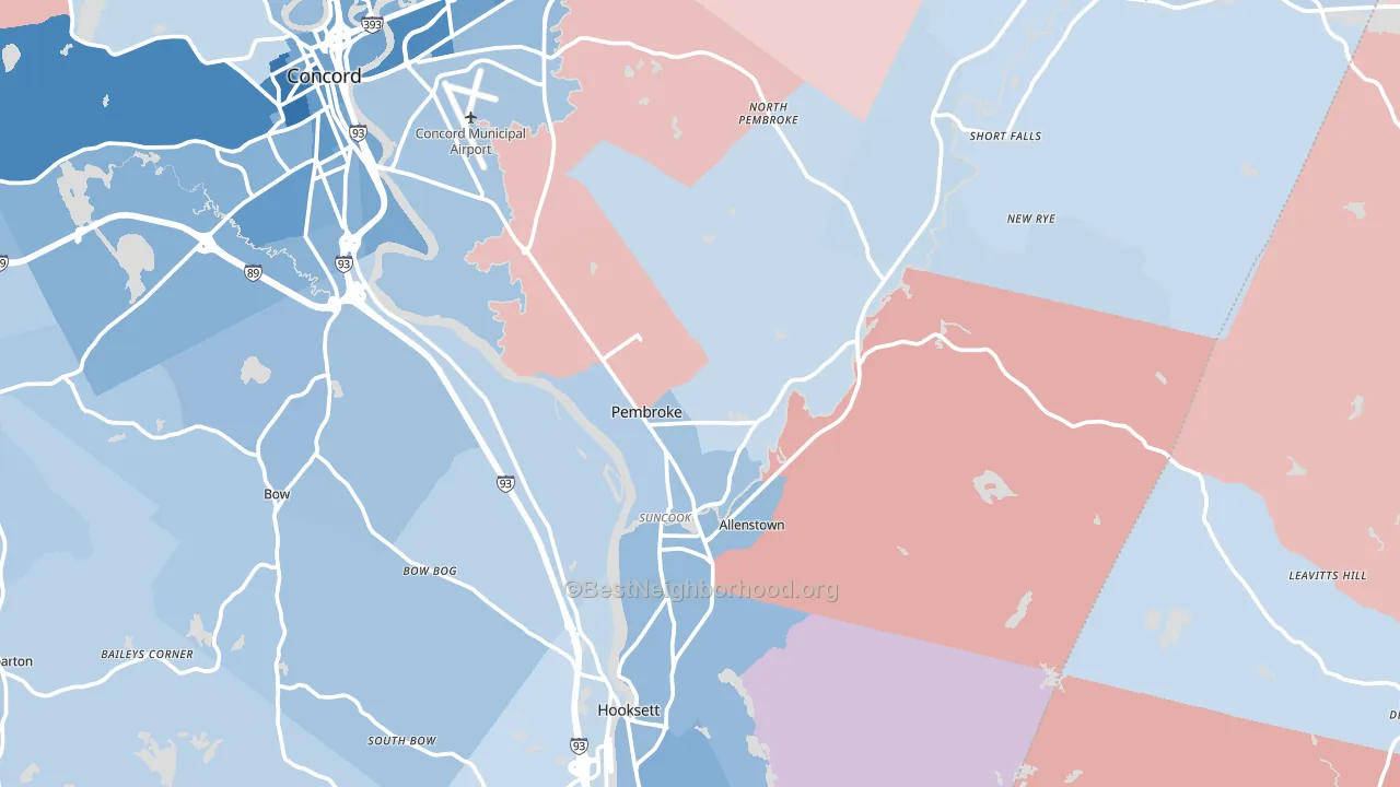 Suncook, NH block-group political-lean map