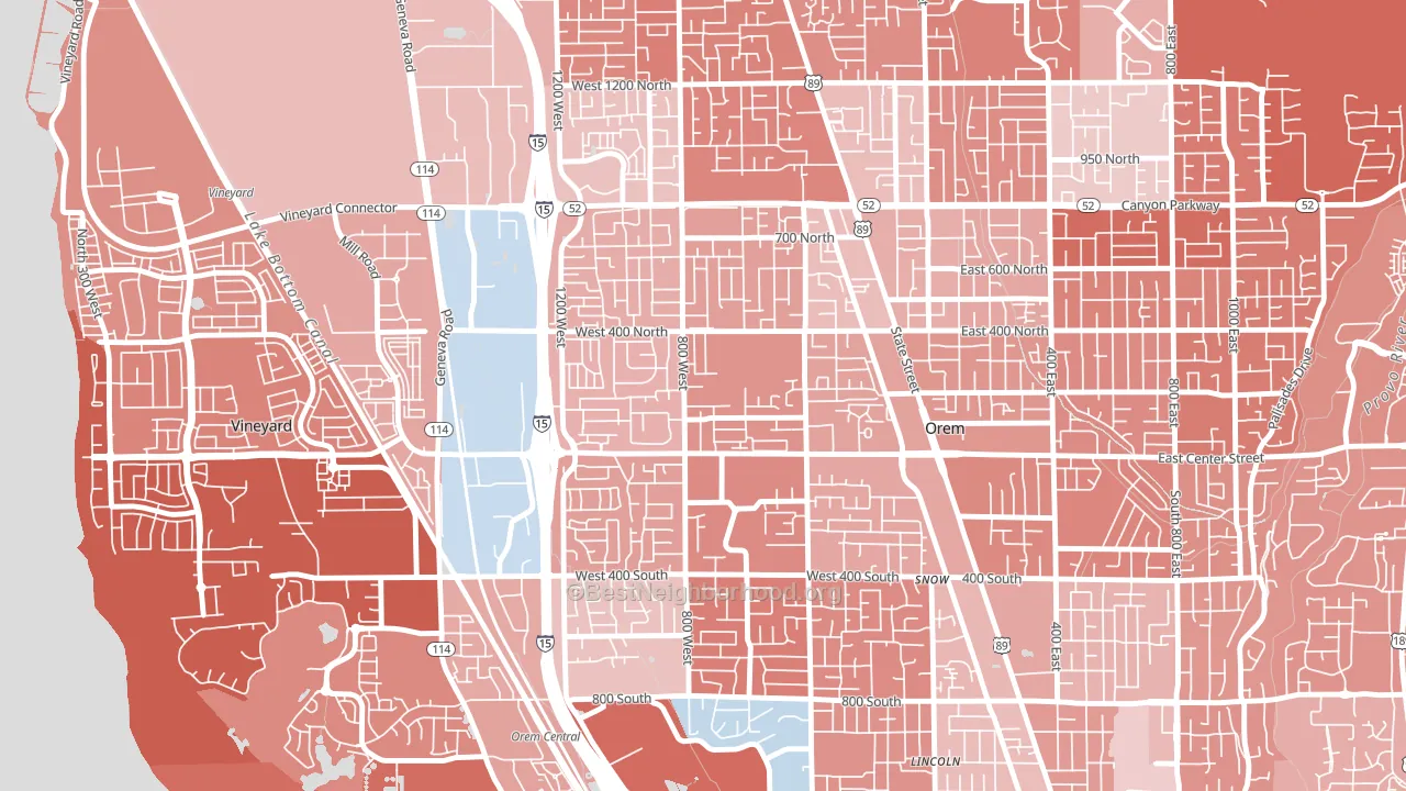 Suncrest, Orem, UT block-group political-lean map