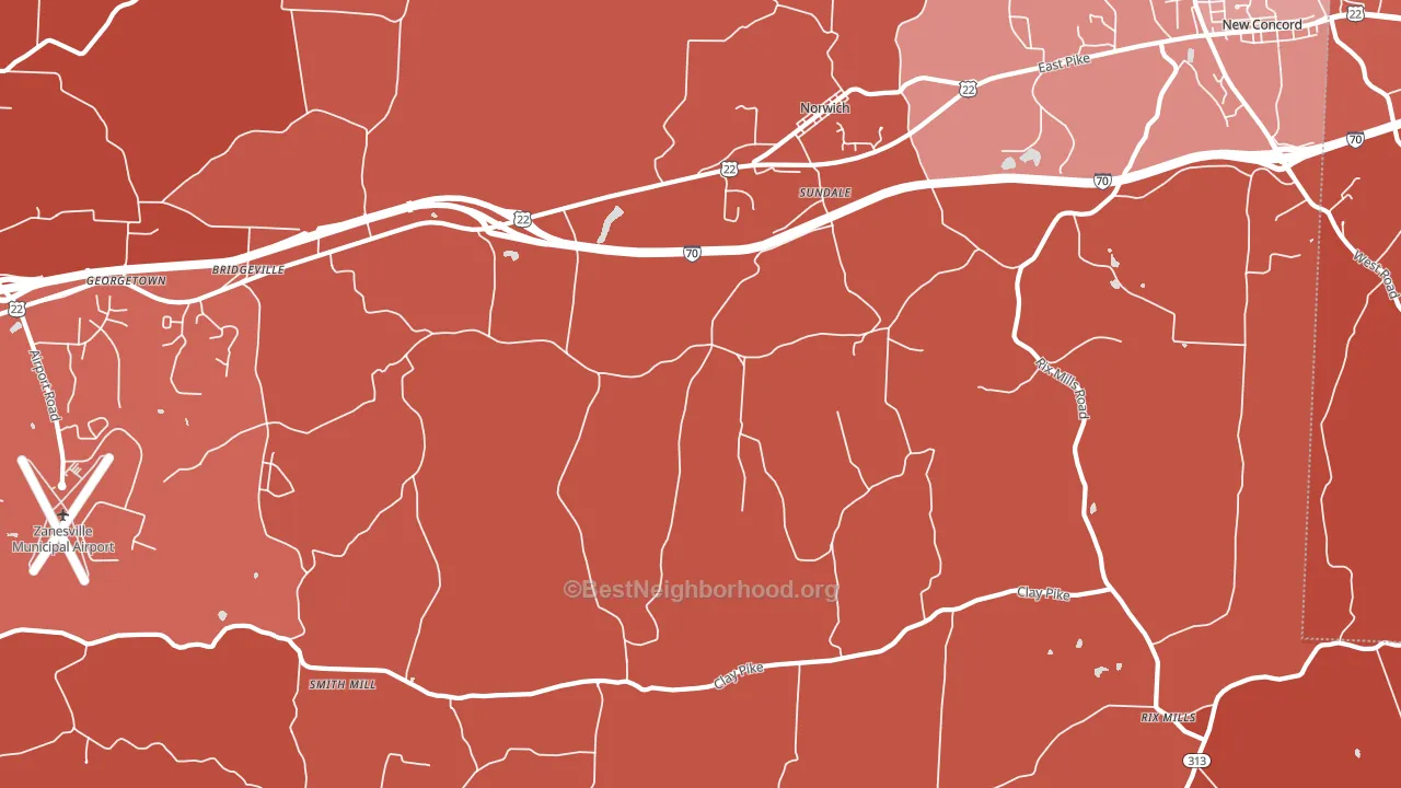 Sundale, OH block-group political-lean map