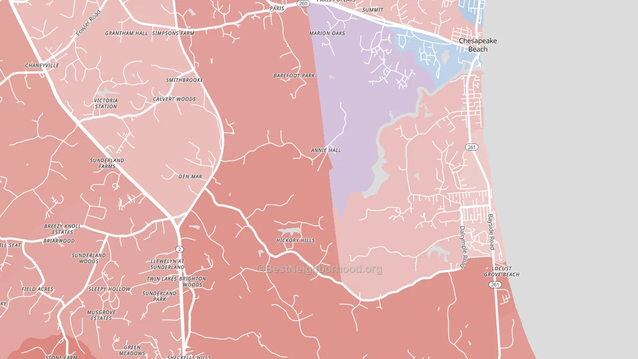 Sunderland, MD block-group political-lean map