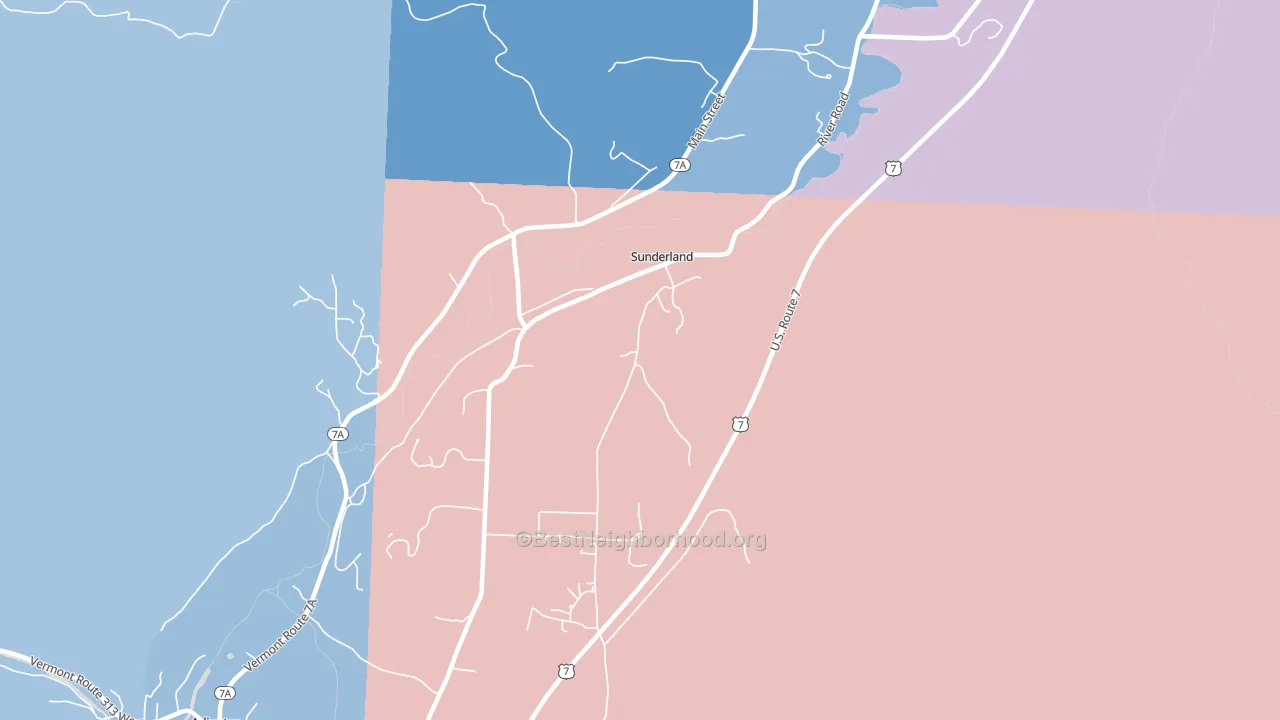 Sunderland, VT block-group political-lean map