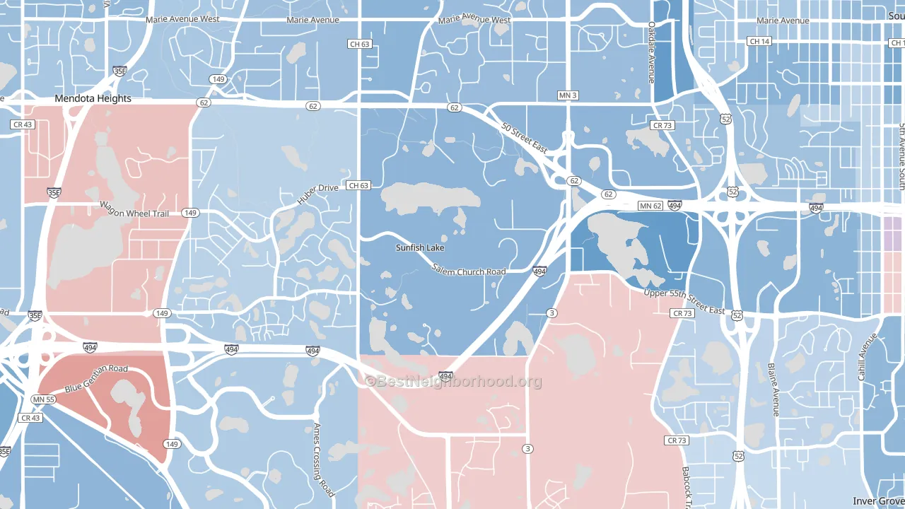 Sunfish Lake, MN block-group political-lean map