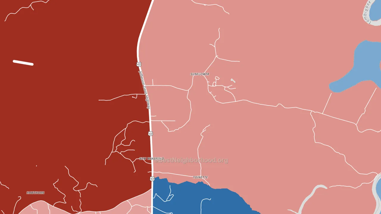 Sunflower, AL block-group political-lean map