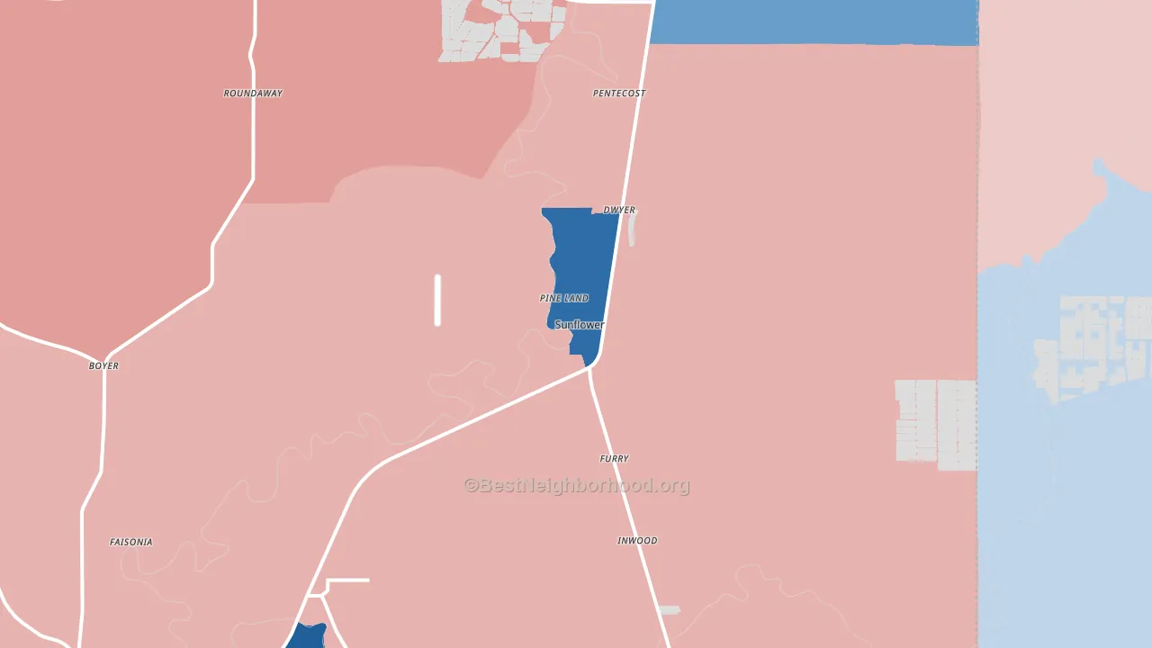 Sunflower, MS block-group political-lean map