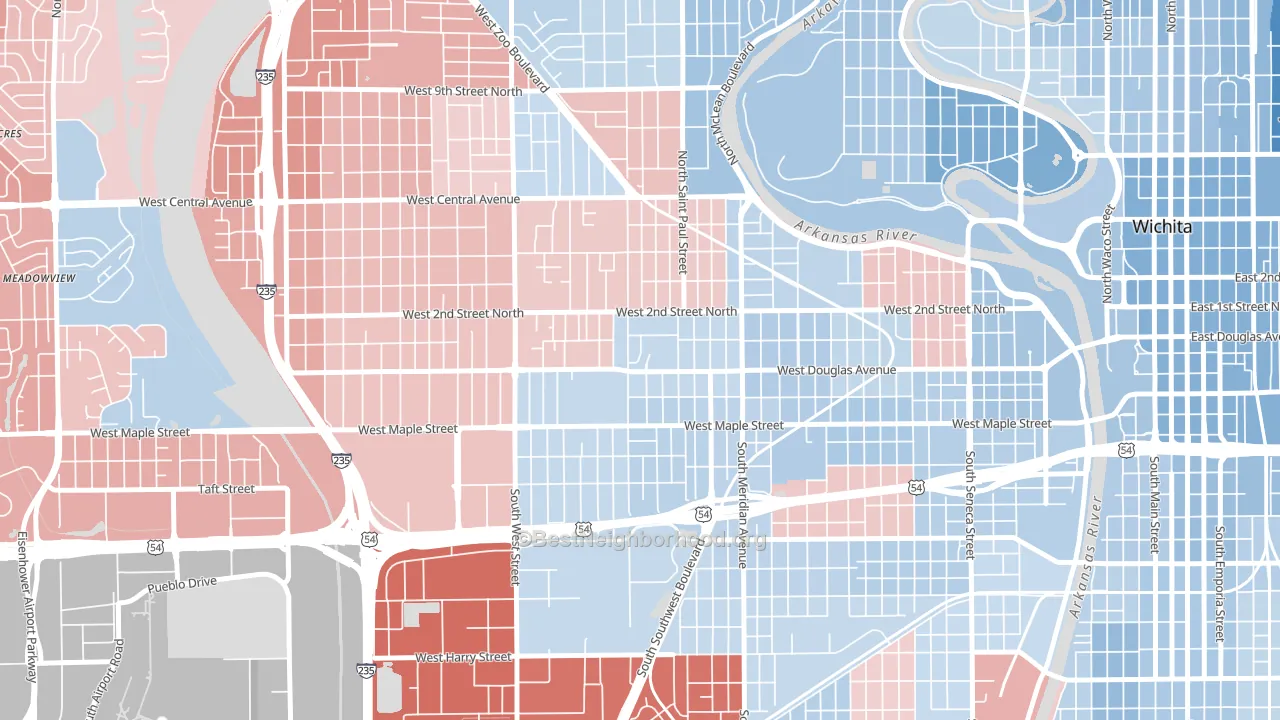 Sunflower, Wichita, KS block-group political-lean map