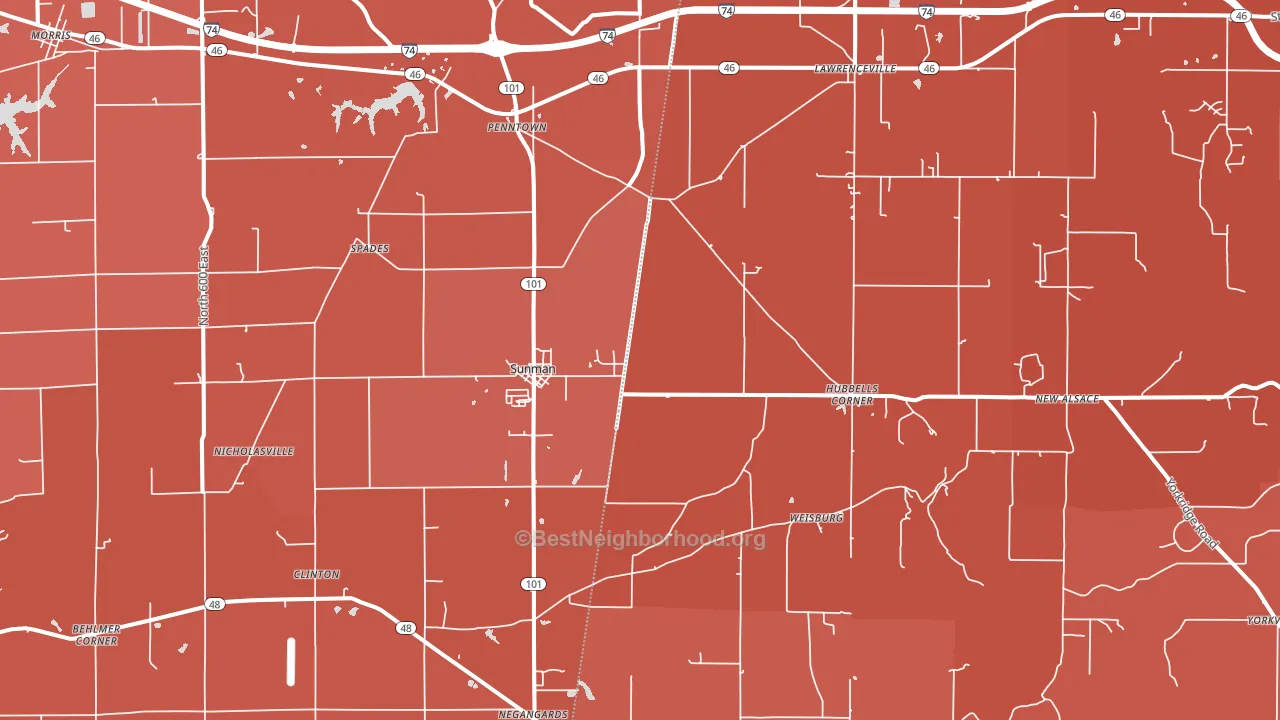 Sunman, IN block-group political-lean map
