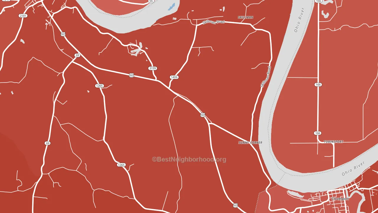 Sunny Corner, KY block-group political-lean map