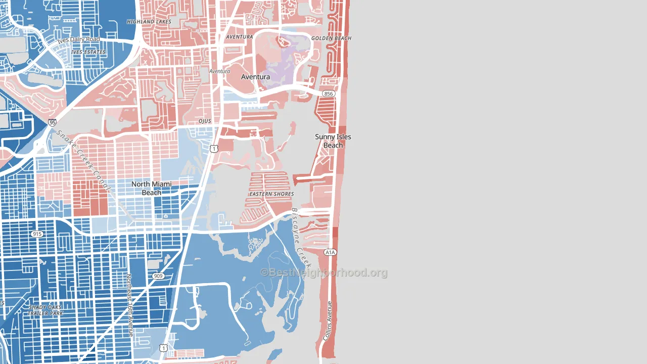 Sunny Isles Beach, FL block-group political-lean map