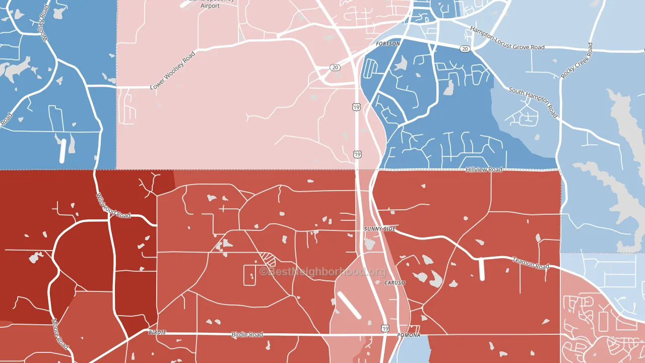 Sunny Side, GA block-group political-lean map