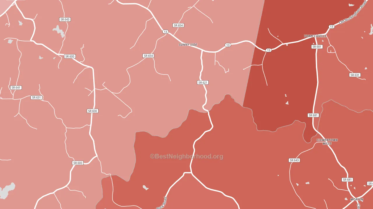 Sunny Side, VA block-group political-lean map