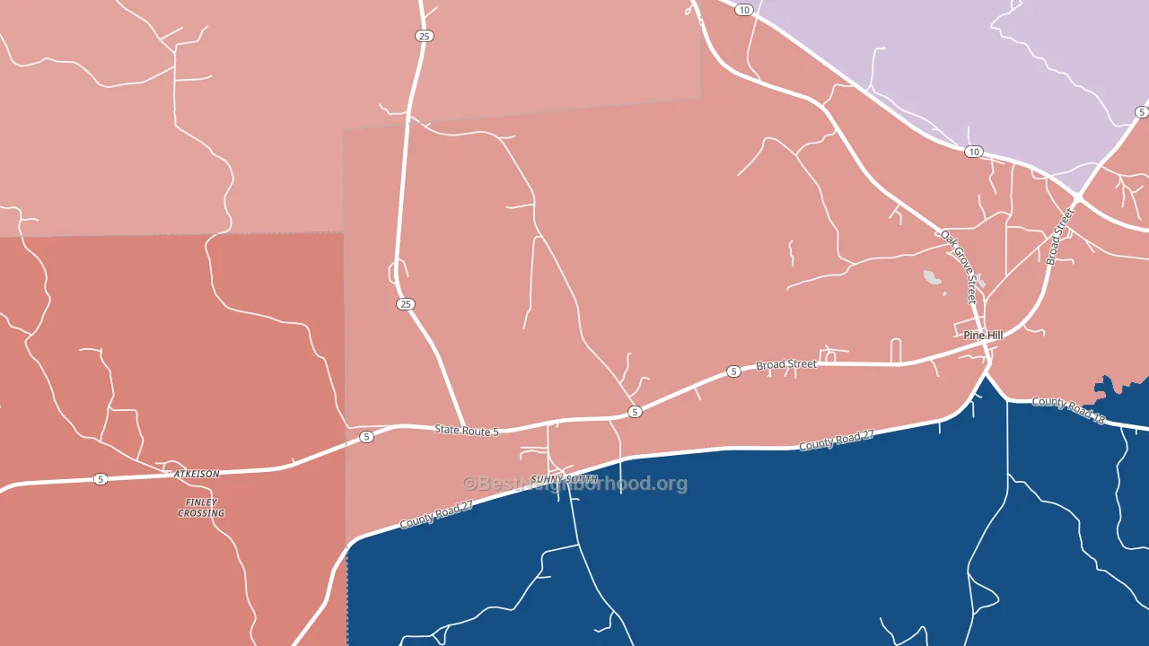 Sunny South, AL block-group political-lean map